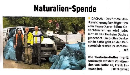 forice spendet Stroh für Tierheim