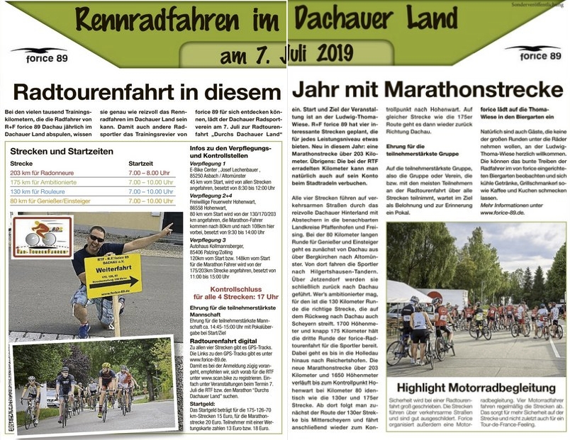RTF „Durchs Dachauer Land“ in der Presse