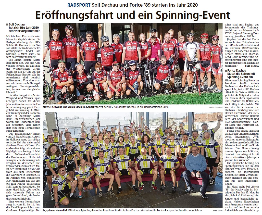 Dachauer Radsportvereine starten in die Saison 2020